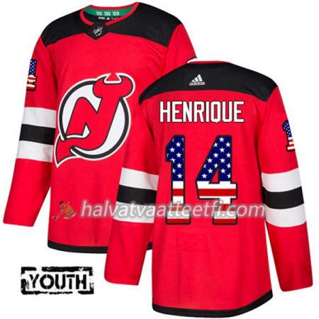 Lasten NHL New Jersey Devils Pelipaita Adam Henrique 14 Adidas 2017-2018 Punainen USA Flag Fashion Authentic